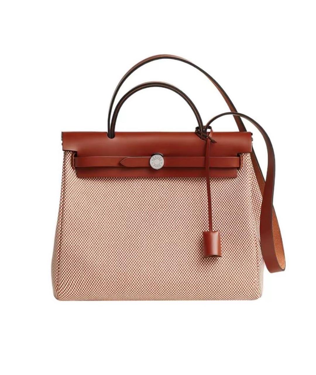 HERMES Коралловая тканевая сумка через плечо, фото 1