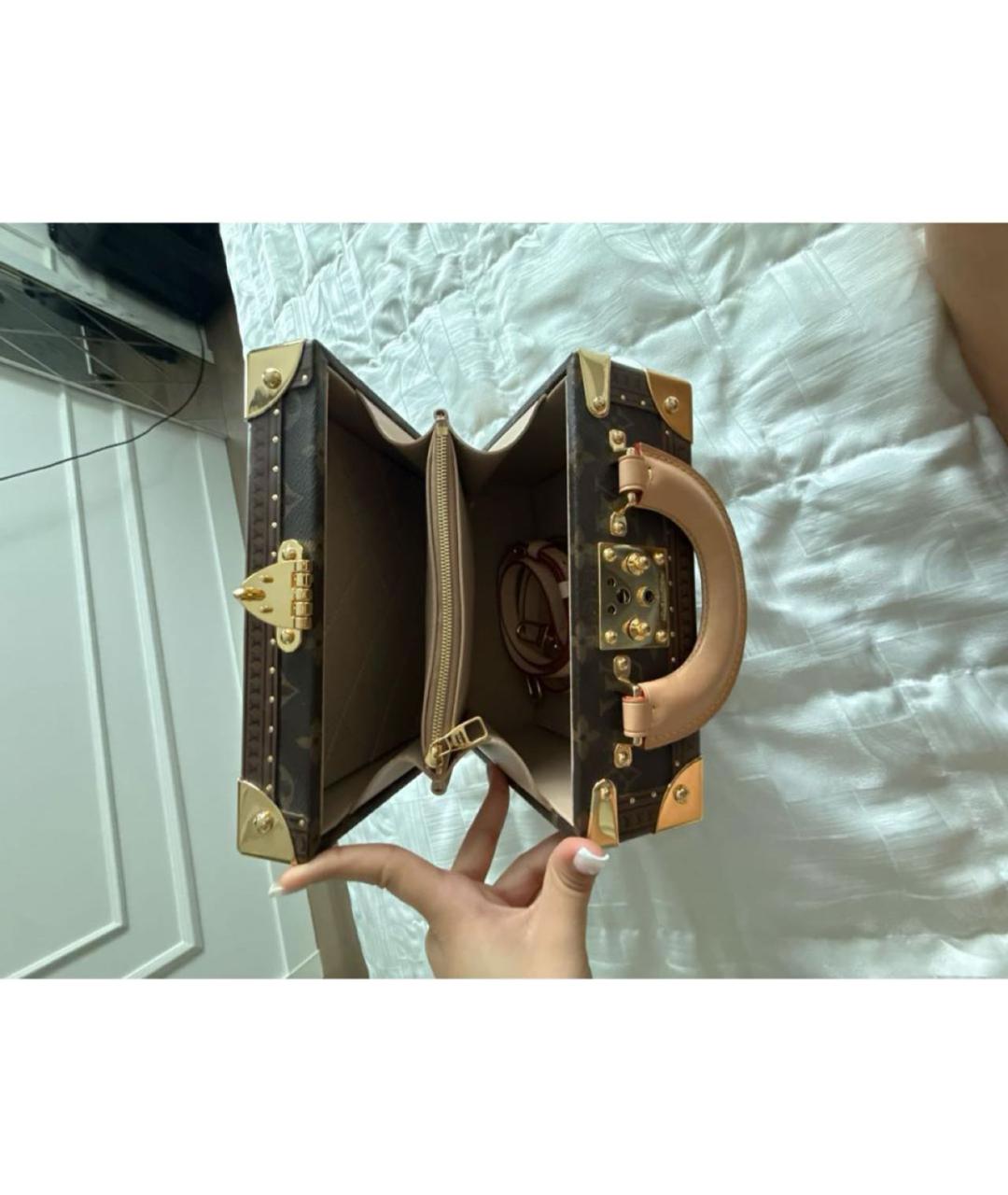 LOUIS VUITTON Коричневая кожаная сумка с короткими ручками, фото 4