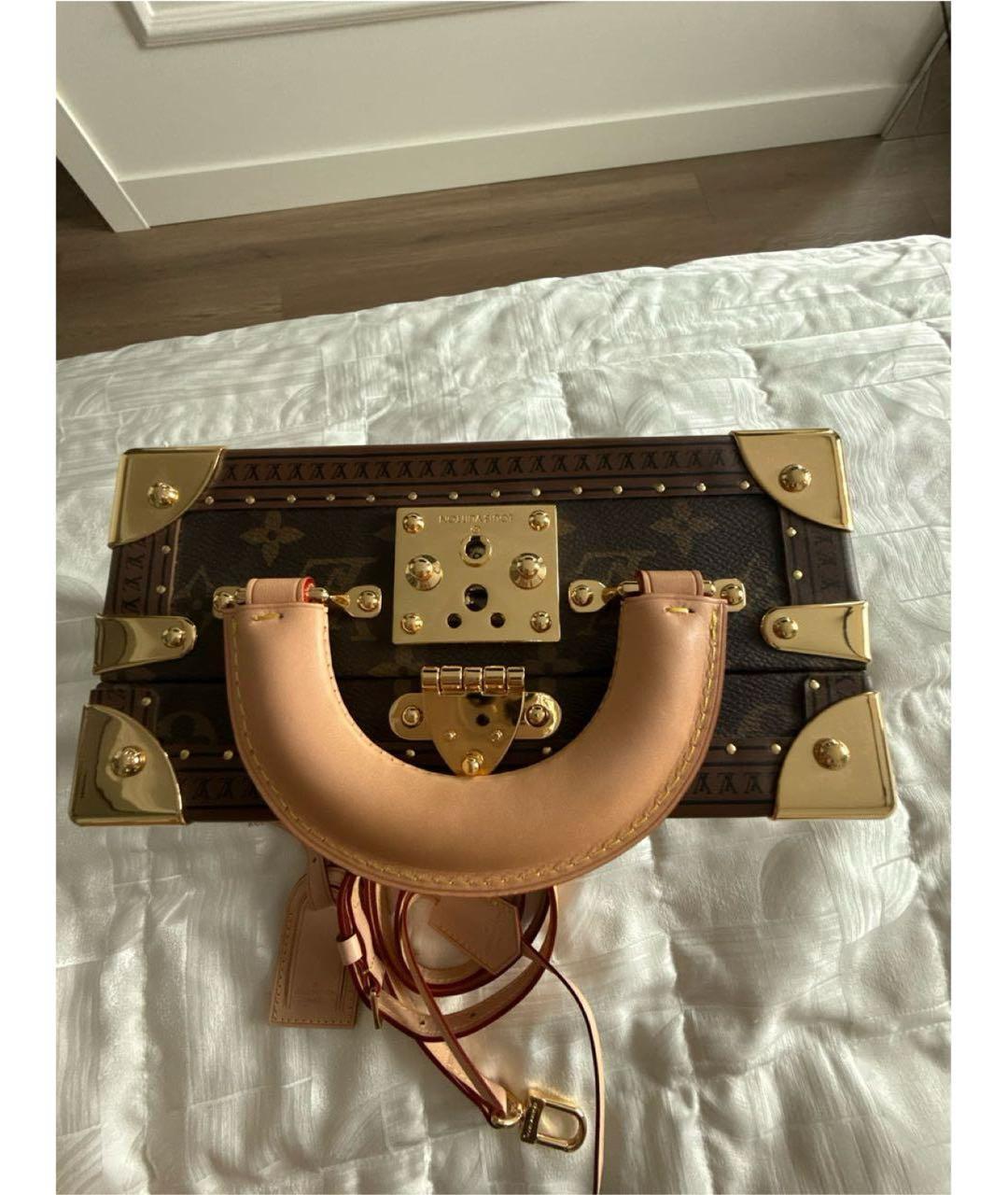 LOUIS VUITTON Коричневая кожаная сумка с короткими ручками, фото 6