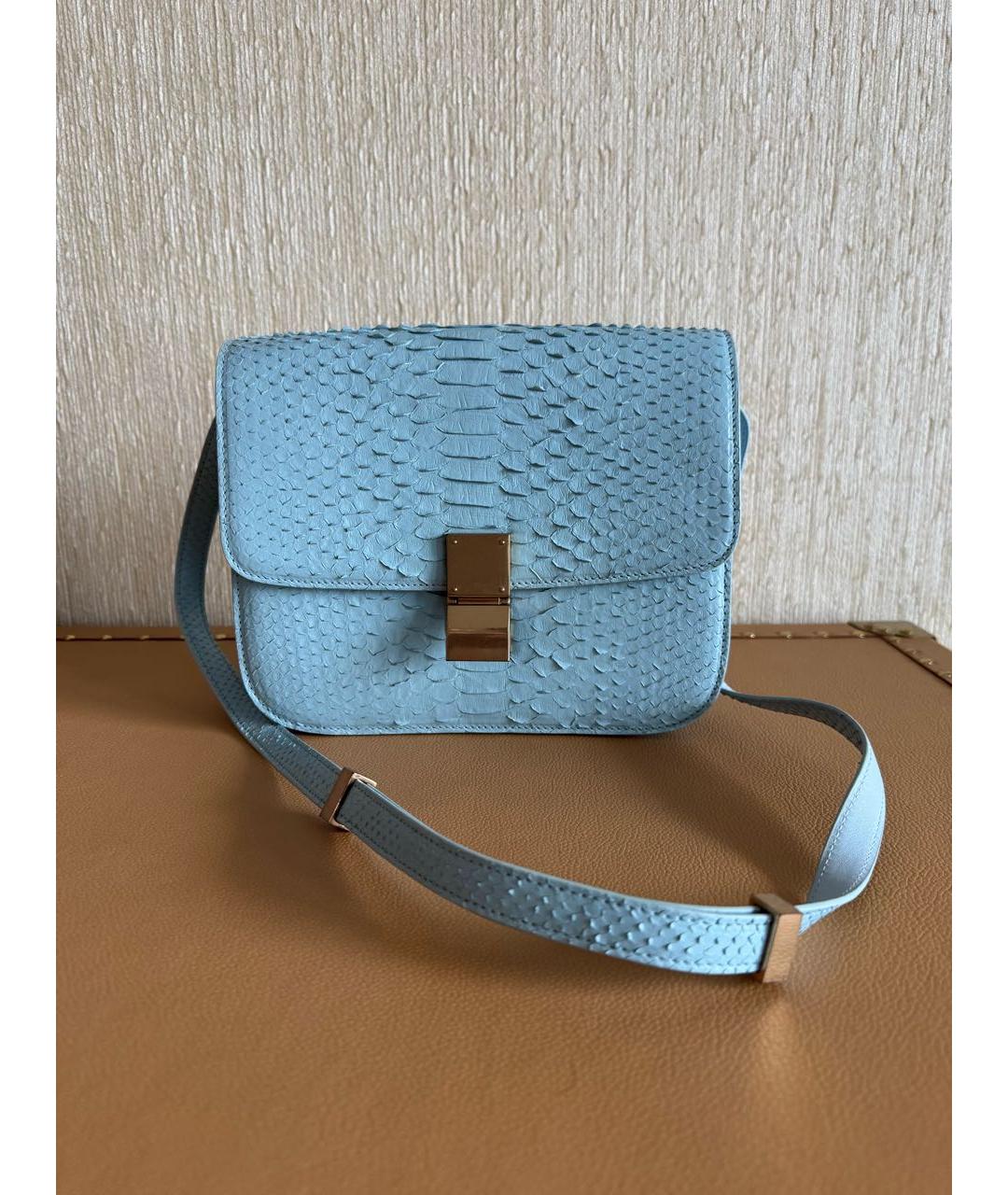CELINE Голубая сумка через плечо из экзотической кожи, фото 6
