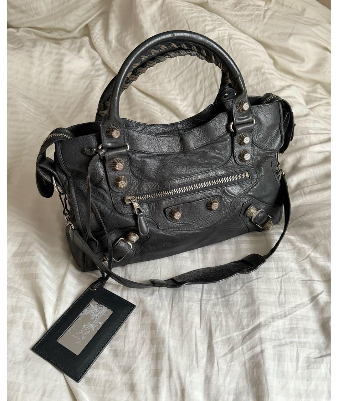 BALENCIAGA Серая кожаная сумка с короткими ручками, фото 9