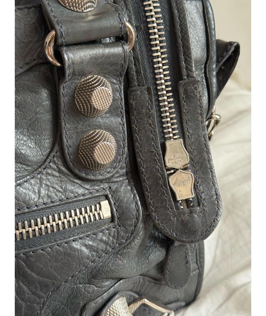 BALENCIAGA Серая кожаная сумка с короткими ручками, фото 5