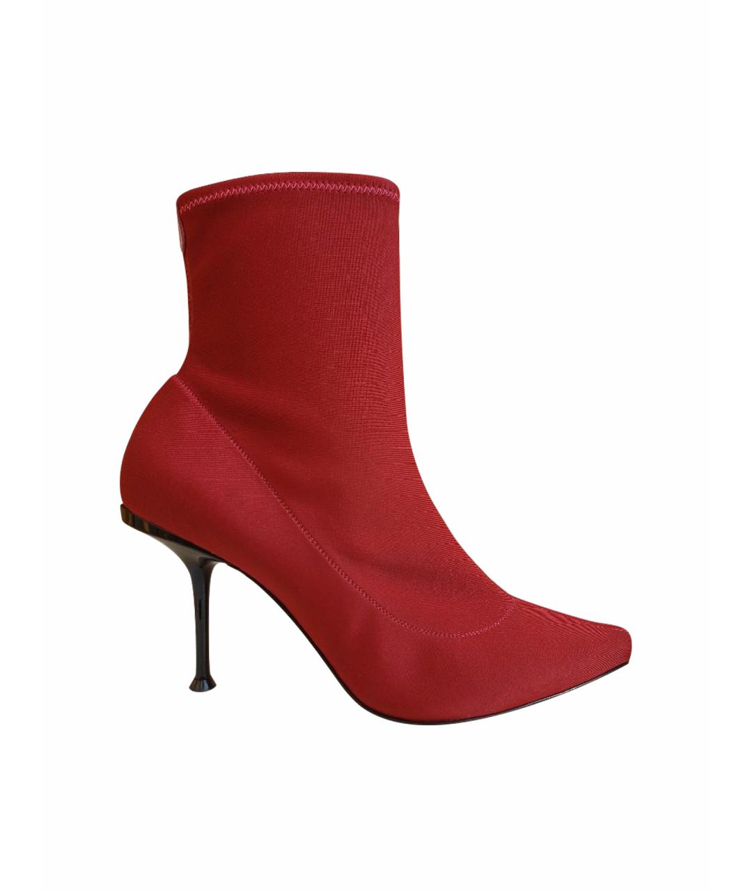 SERGIO ROSSI Красные кожаные ботильоны, фото 1
