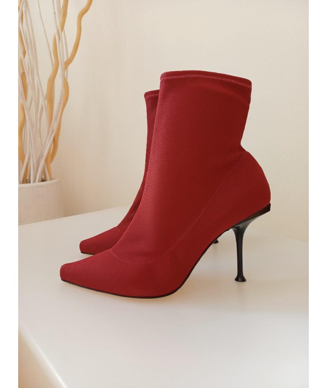 SERGIO ROSSI Красные кожаные ботильоны, фото 2