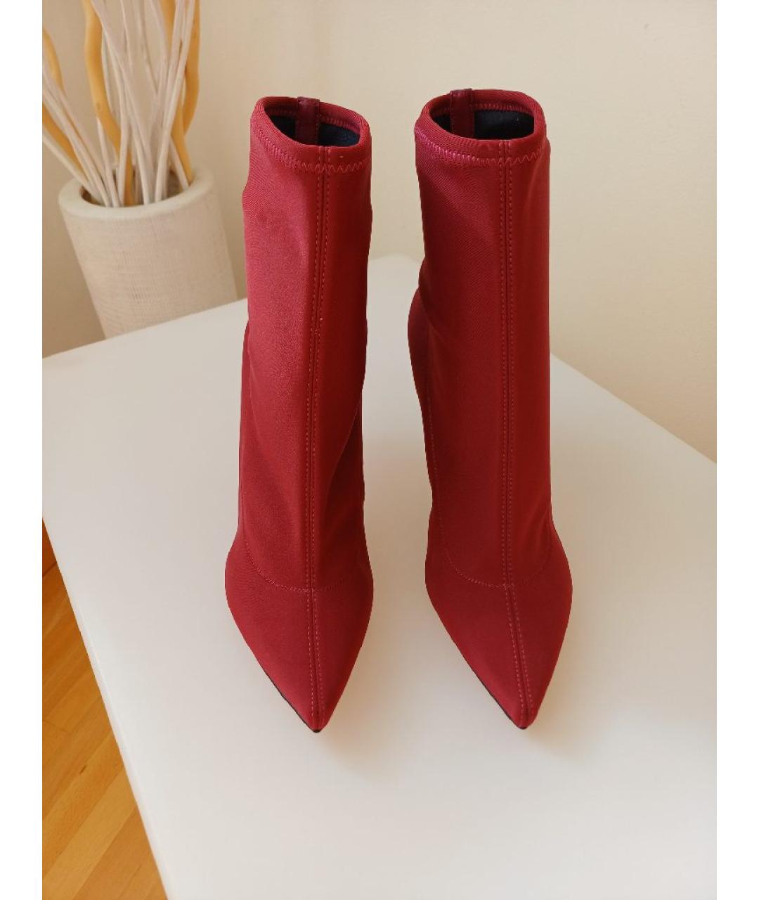 SERGIO ROSSI Красные кожаные ботильоны, фото 6