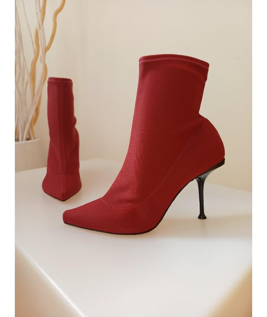 SERGIO ROSSI Красные кожаные ботильоны, фото 3