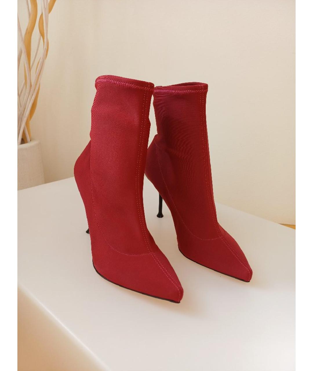 SERGIO ROSSI Красные кожаные ботильоны, фото 5