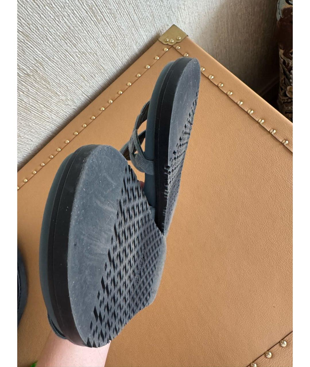 HERMES Голубые замшевые шлепанцы, фото 6