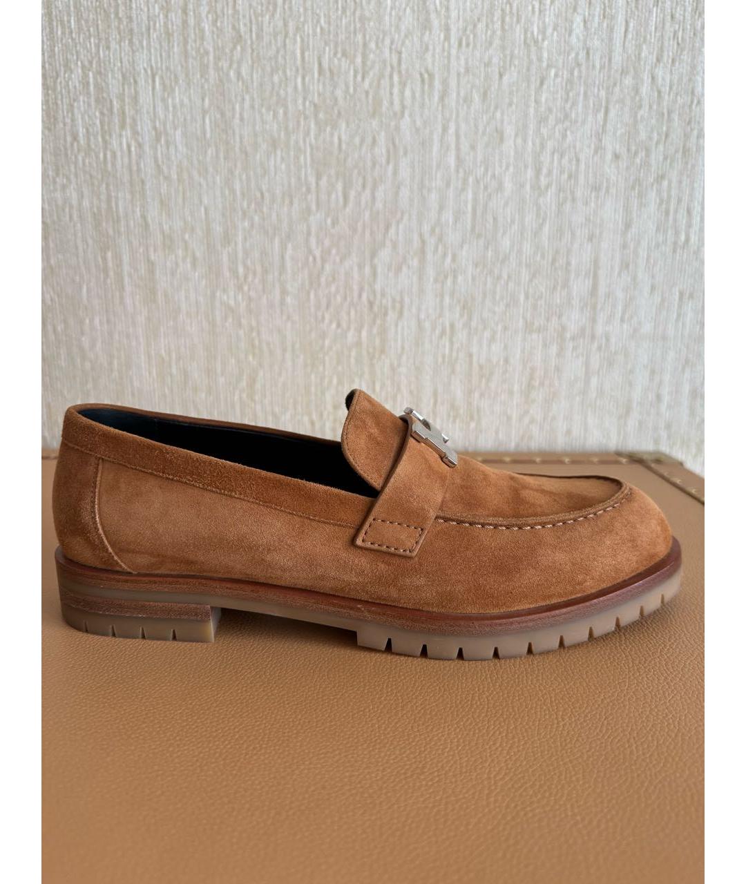 HERMES Коричневые замшевые лоферы, фото 6