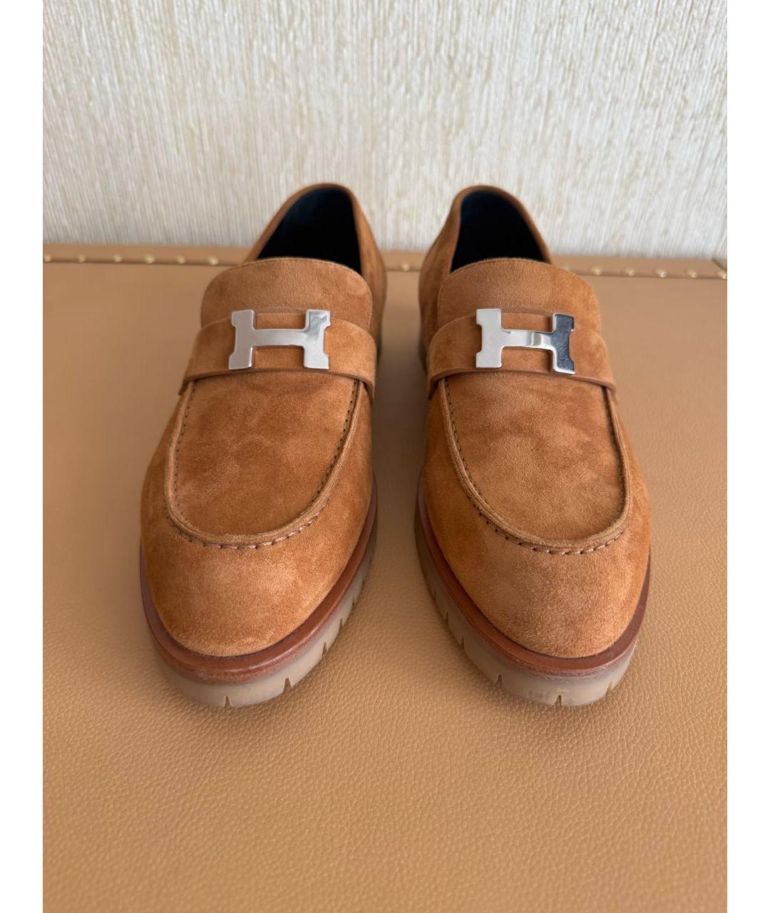 HERMES Коричневые замшевые лоферы, фото 2