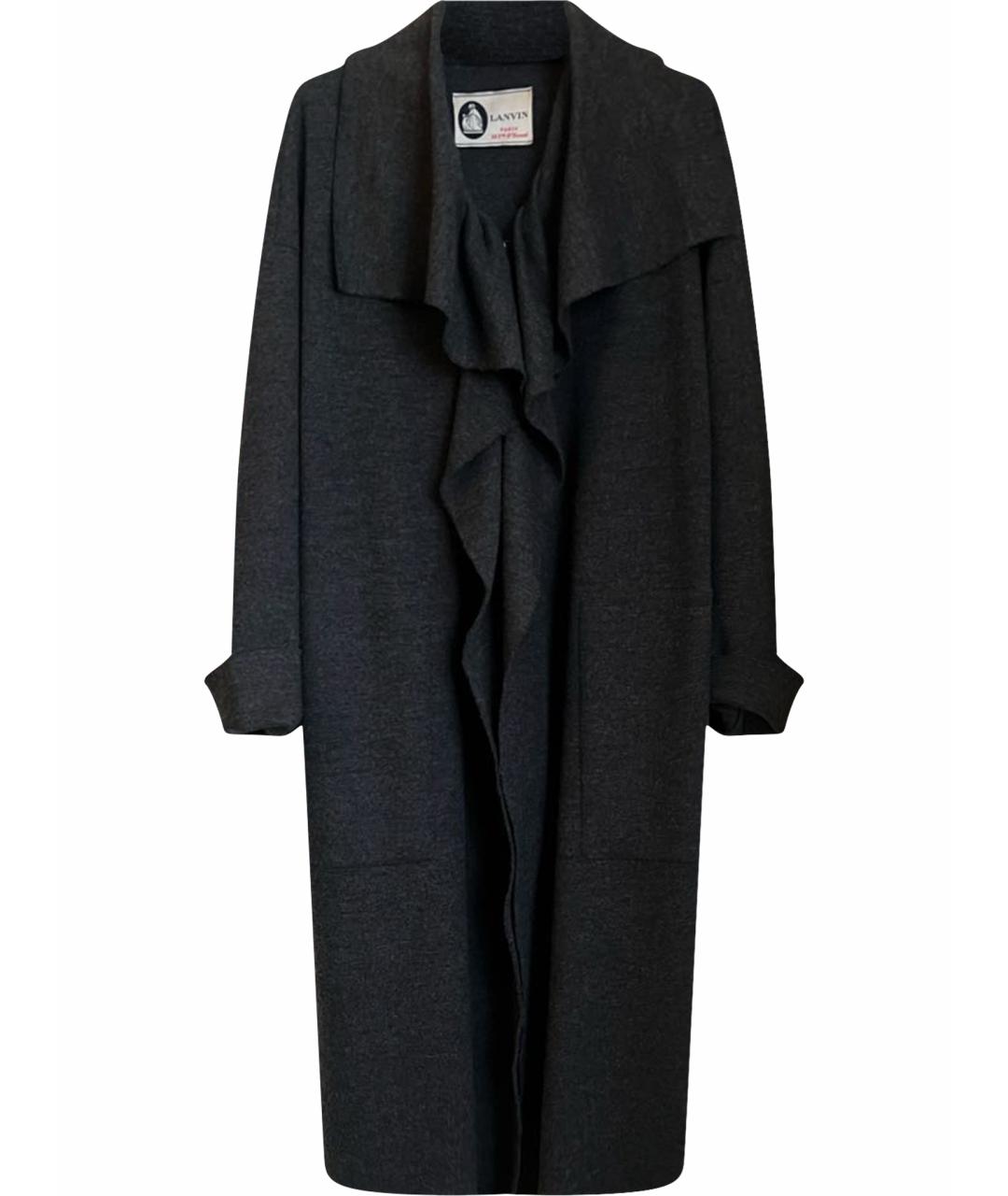 LANVIN Черное шерстяное пальто, фото 1