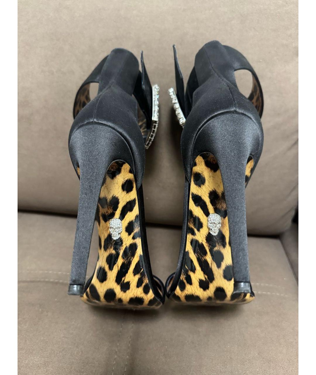 PHILIPP PLEIN Черные текстильные босоножки, фото 4