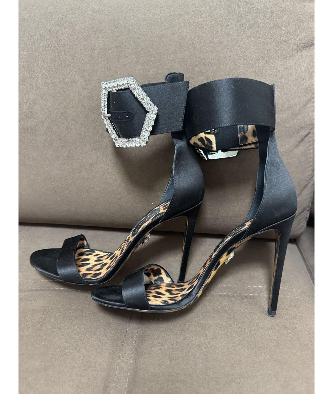 PHILIPP PLEIN Черные текстильные босоножки, фото 2