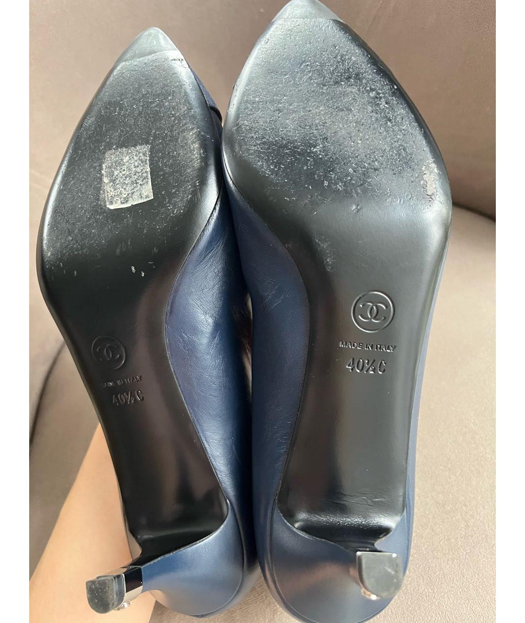 CHANEL Темно-синие кожаные туфли, фото 6