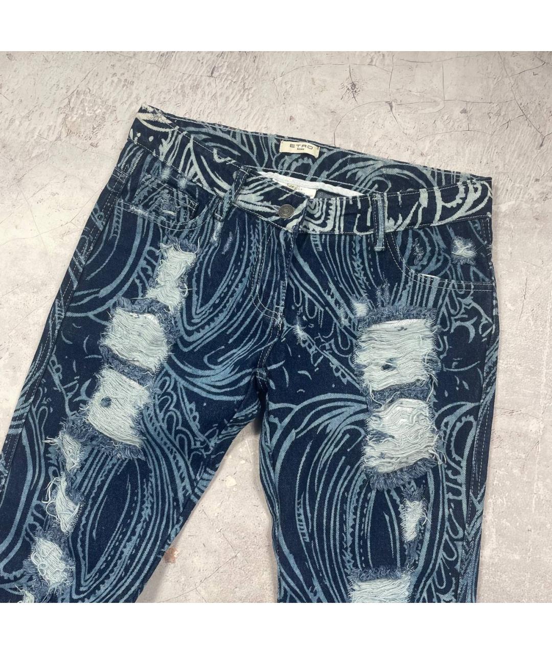 ETRO Синие хлопко-эластановые джинсы слим, фото 3
