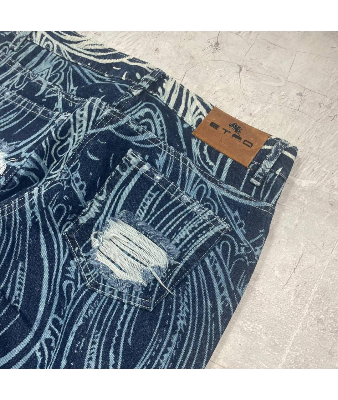 ETRO Синие хлопко-эластановые джинсы слим, фото 7