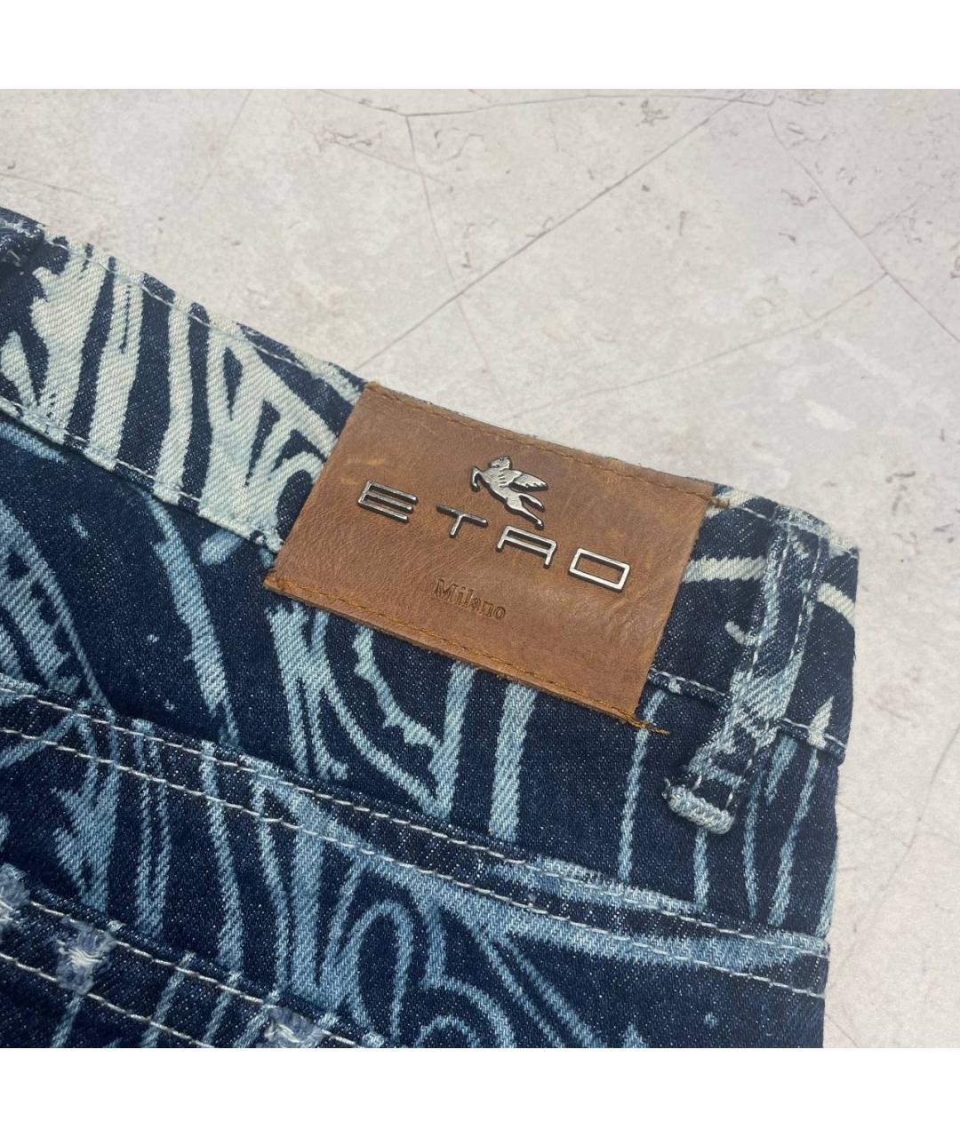 ETRO Синие хлопко-эластановые джинсы слим, фото 9