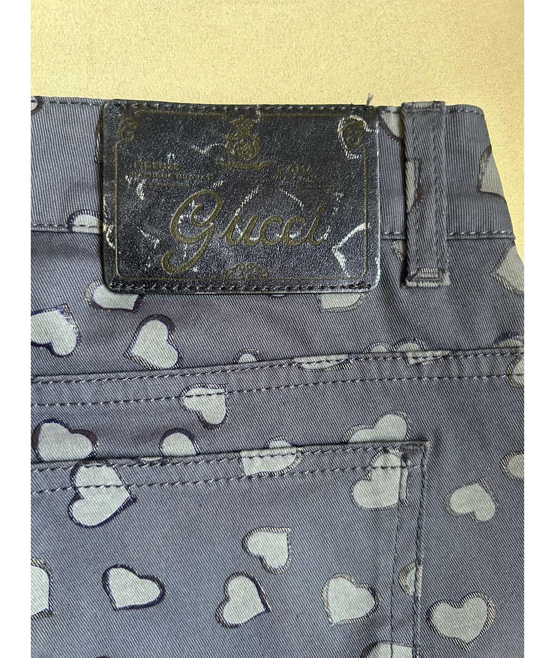 GUCCI Темно-синие хлопко-эластановые прямые джинсы, фото 6