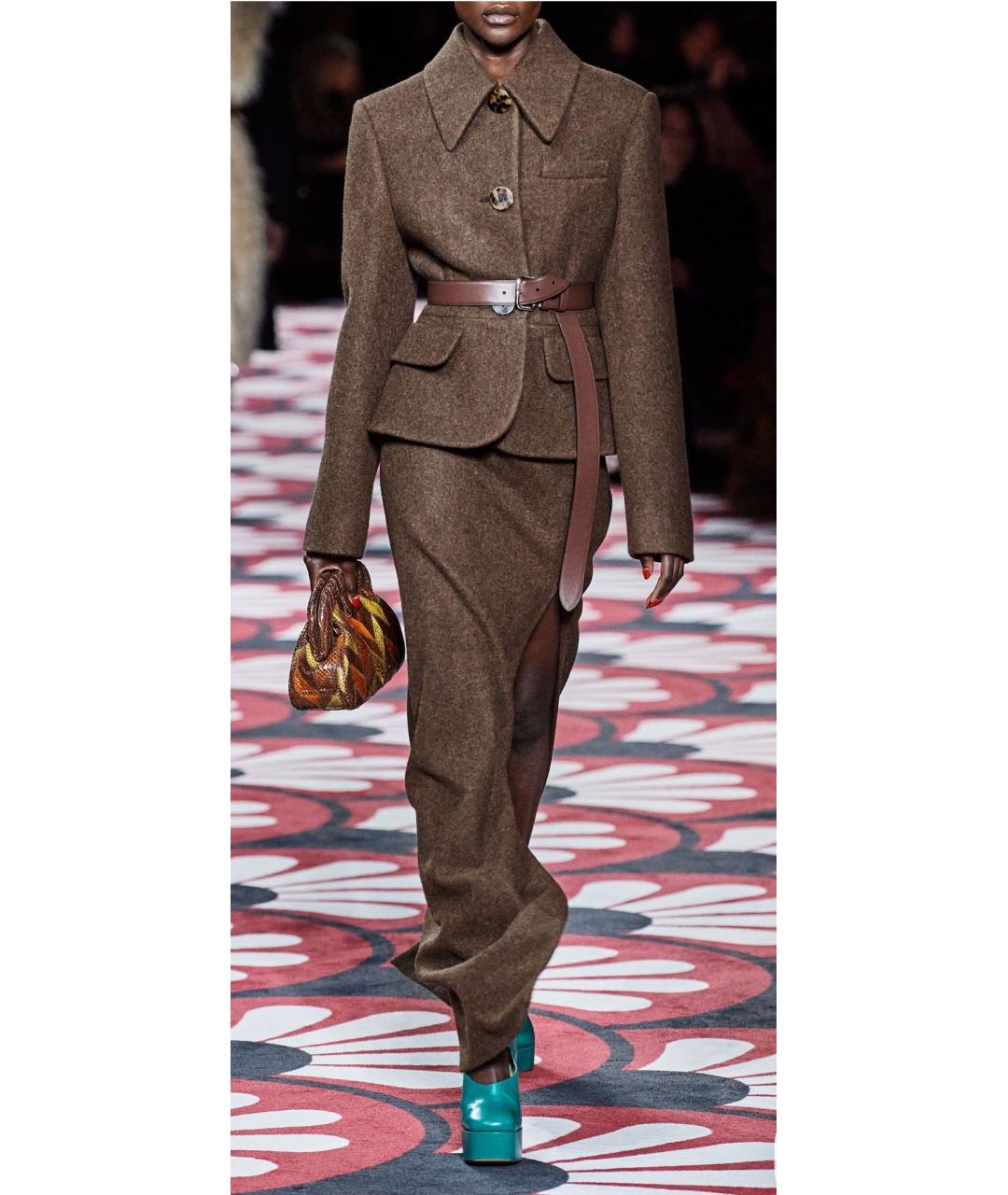 MIU MIU Коричневый шерстяной костюм с юбками, фото 7