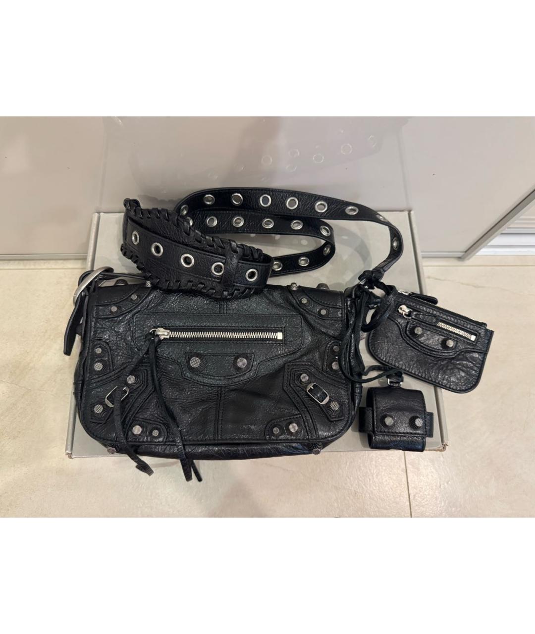 BALENCIAGA Черная кожаная сумка на плечо, фото 9