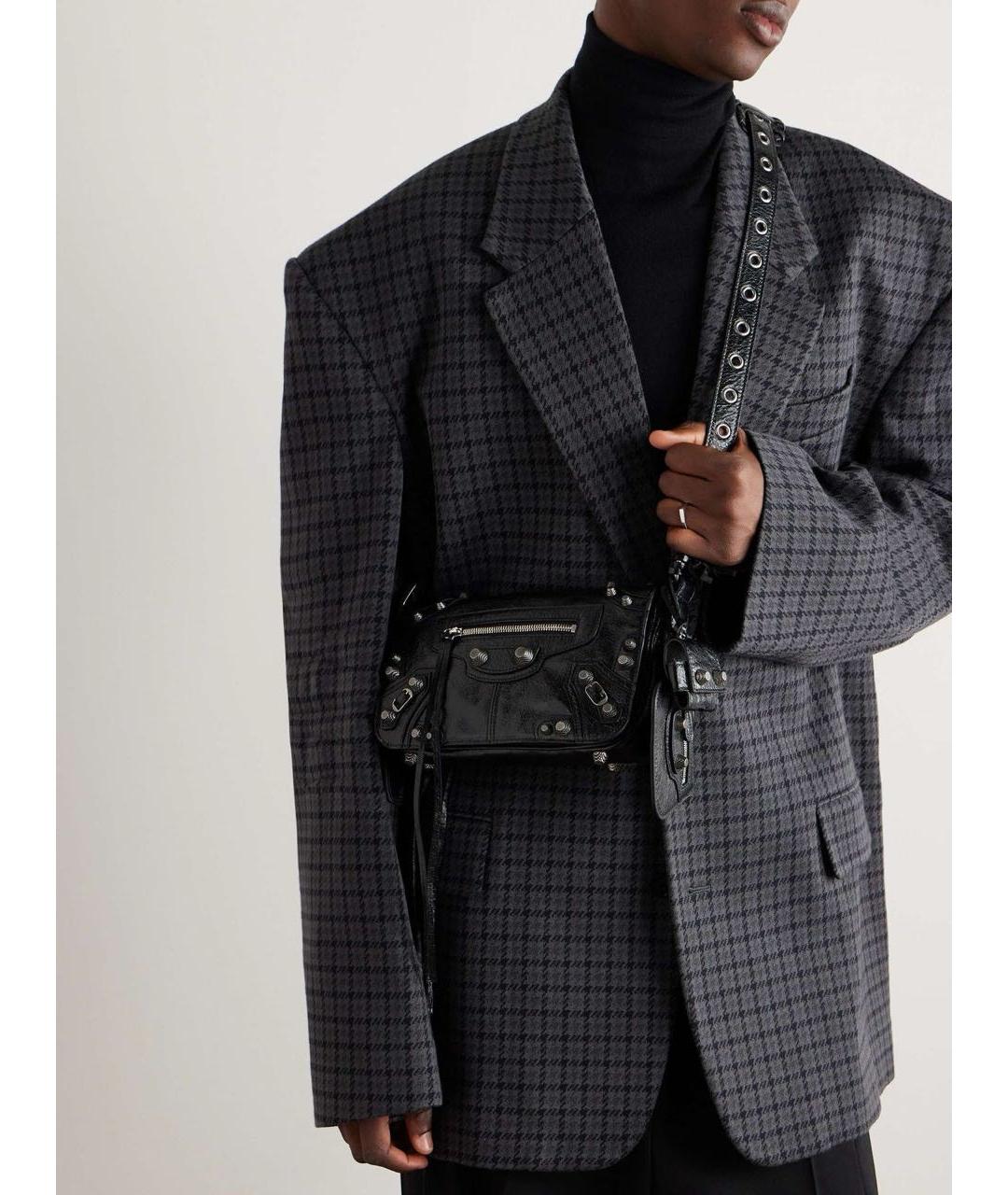 BALENCIAGA Черная кожаная сумка на плечо, фото 8