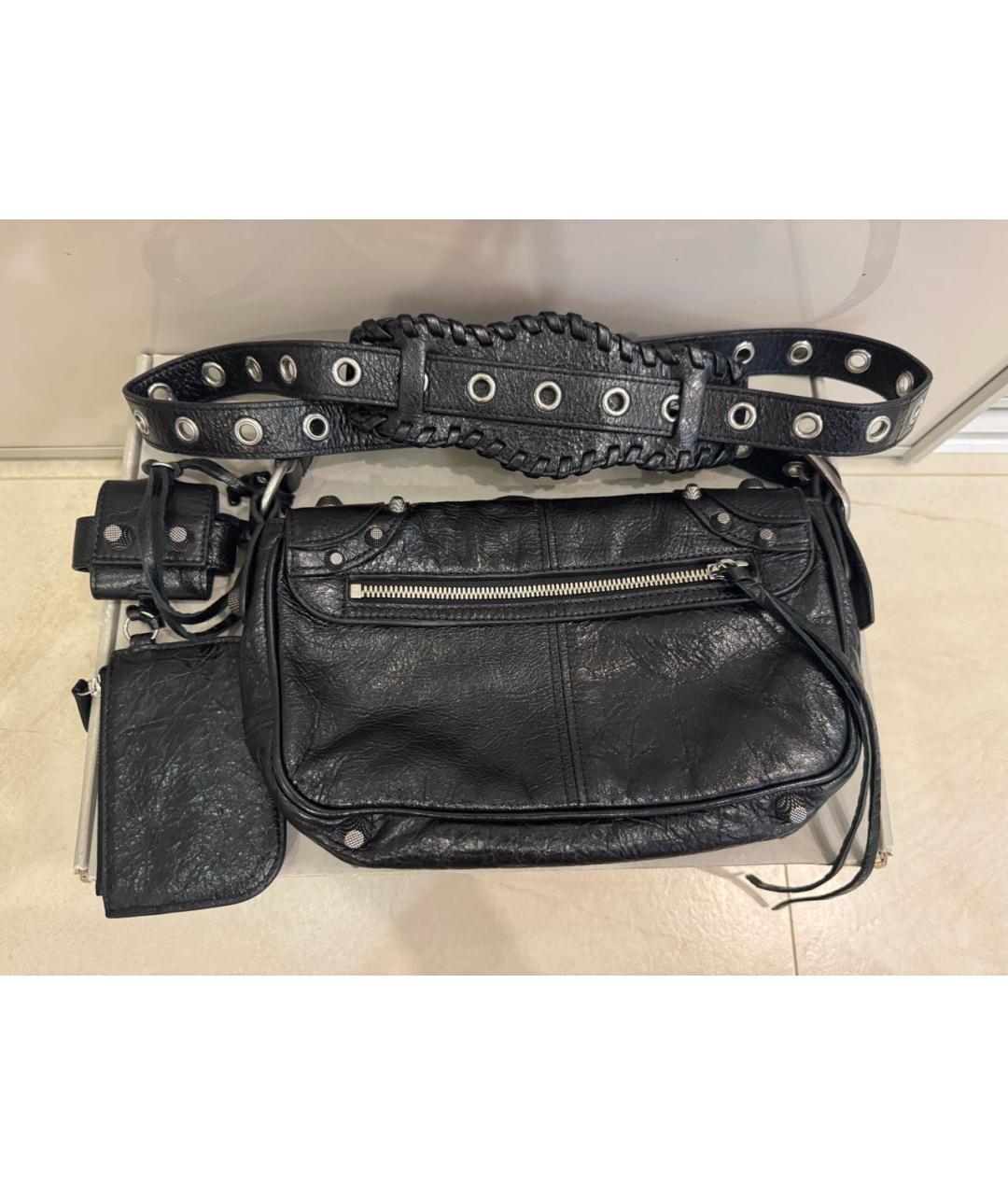 BALENCIAGA Черная кожаная сумка на плечо, фото 3