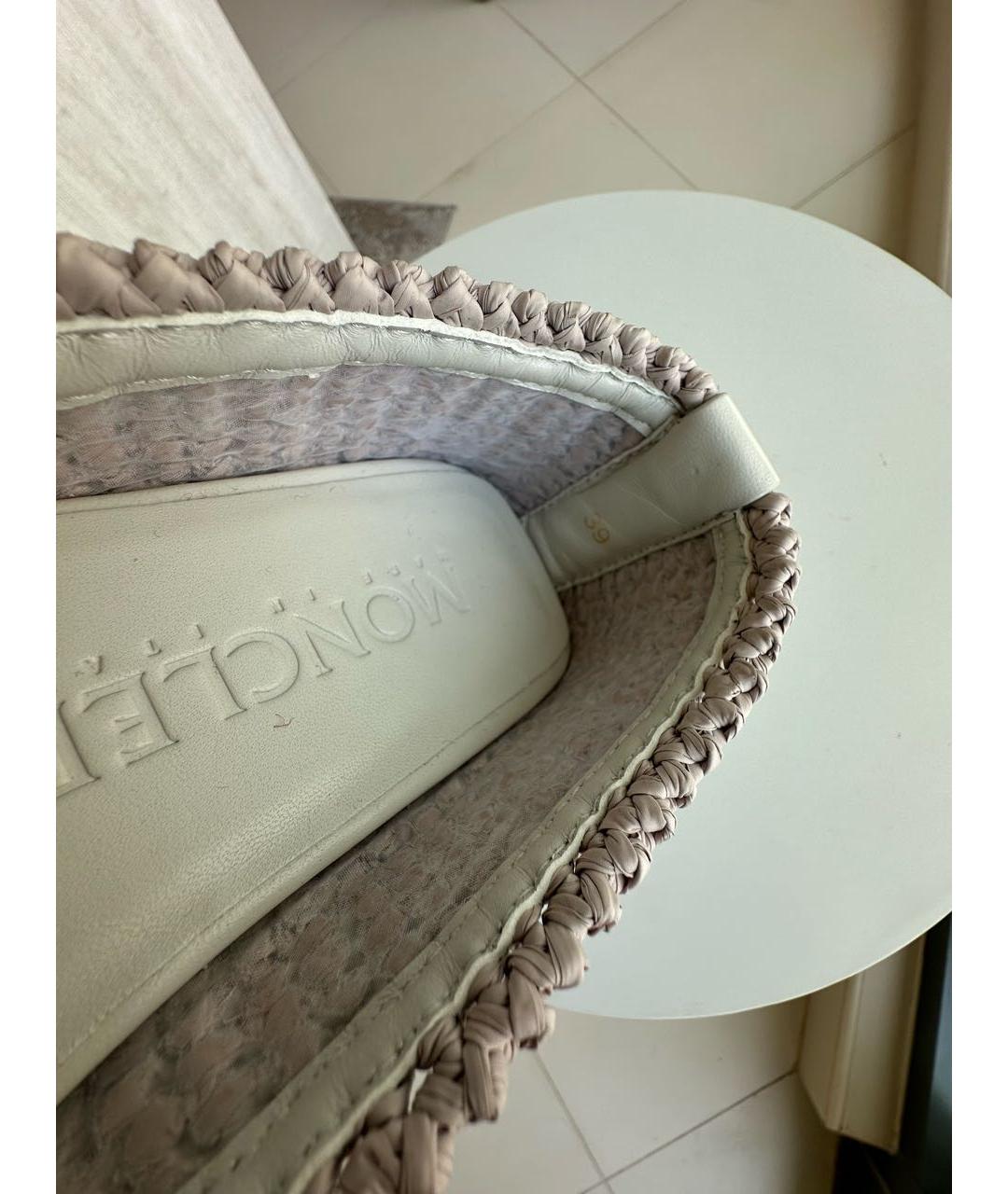 MONCLER Бежевые текстильные лоферы, фото 6