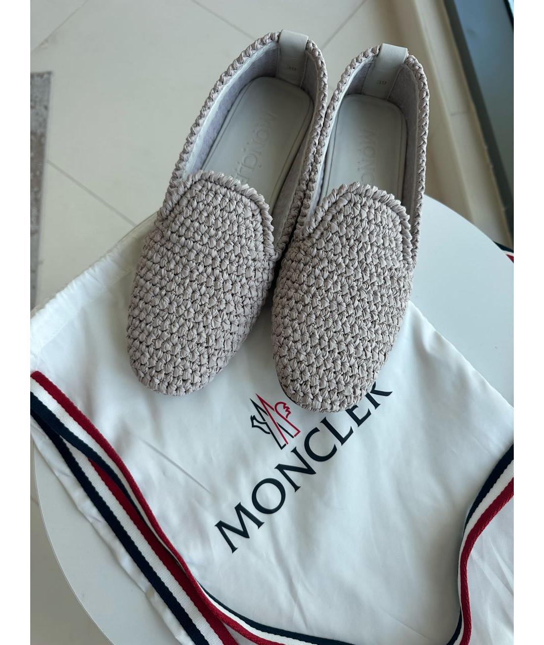 MONCLER Бежевые текстильные лоферы, фото 7