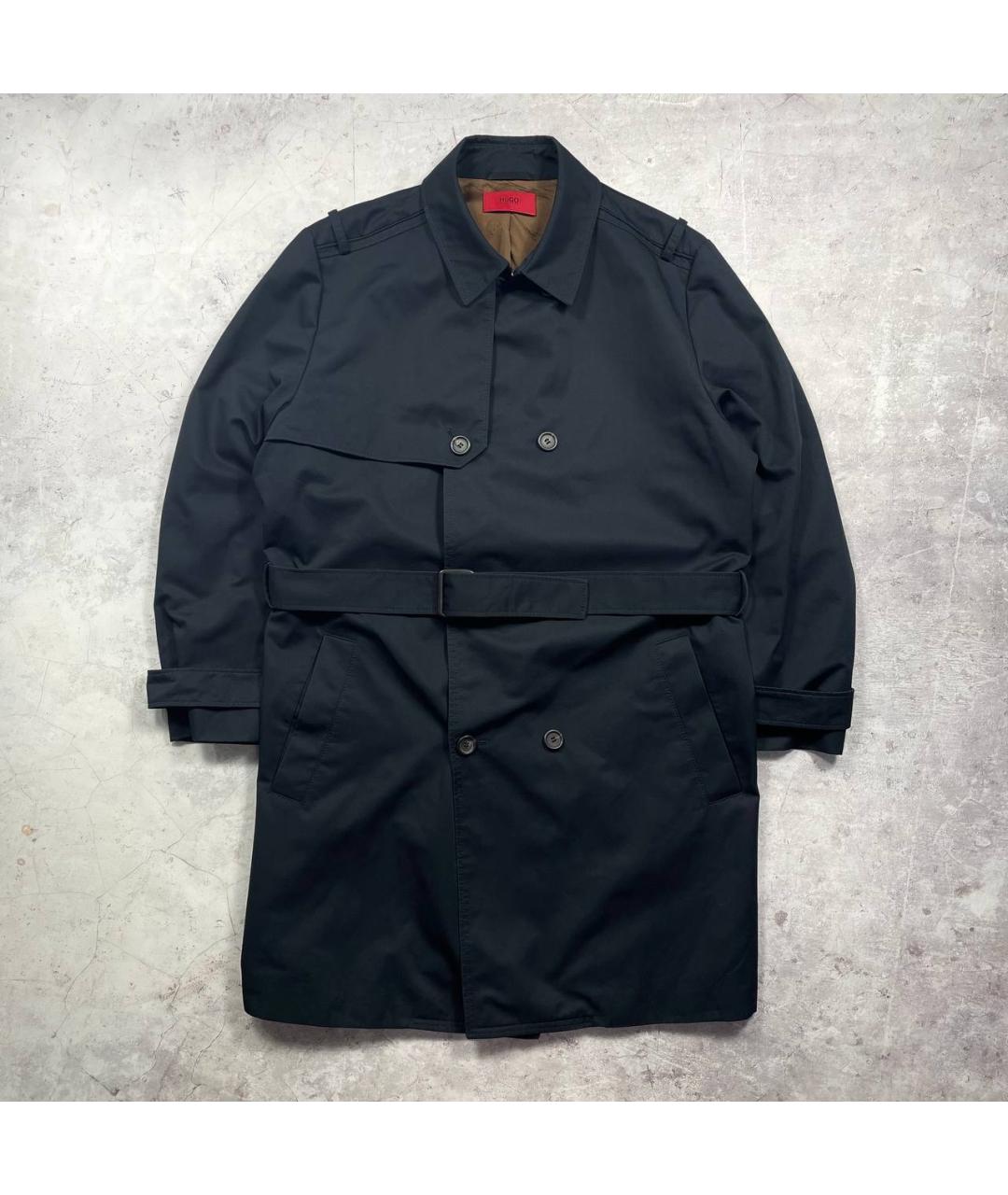 HUGO Черный хлопковый тренч / плащ, фото 10