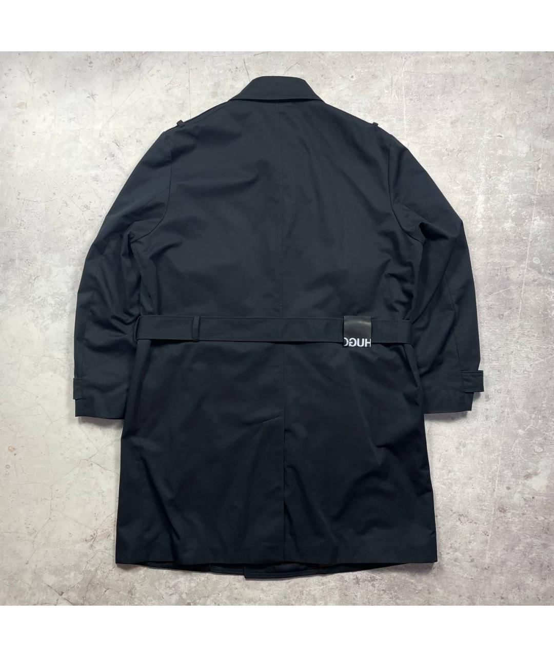 HUGO Черный хлопковый тренч / плащ, фото 3