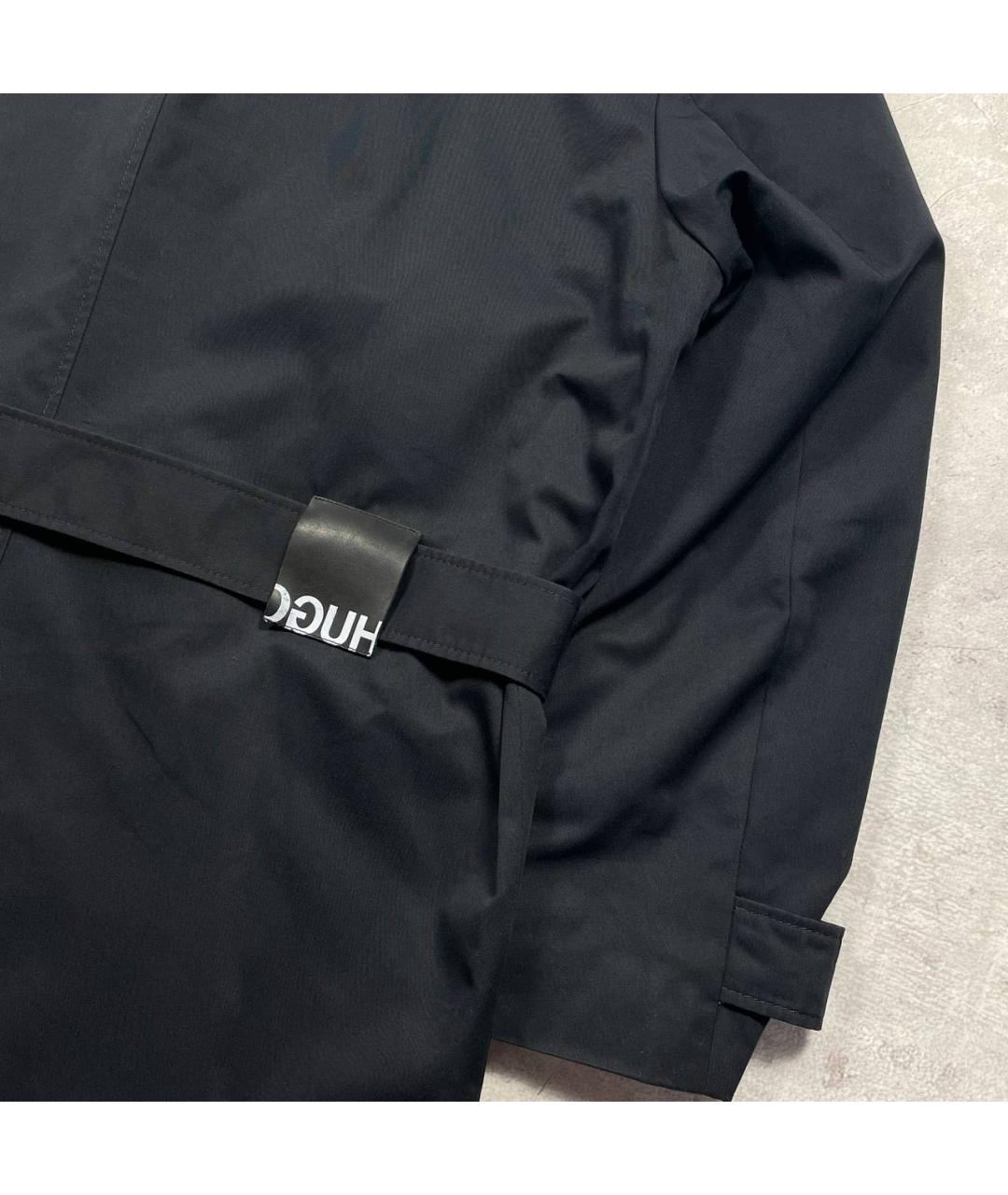 HUGO Черный хлопковый тренч / плащ, фото 8