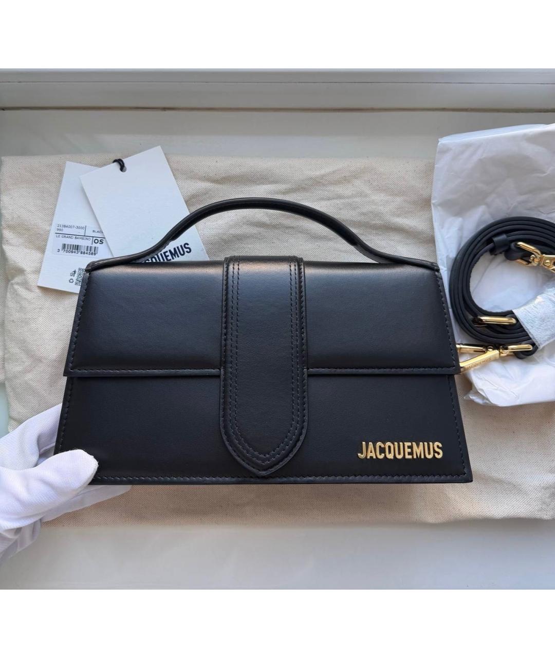JACQUEMUS Черная кожаная сумка через плечо, фото 7