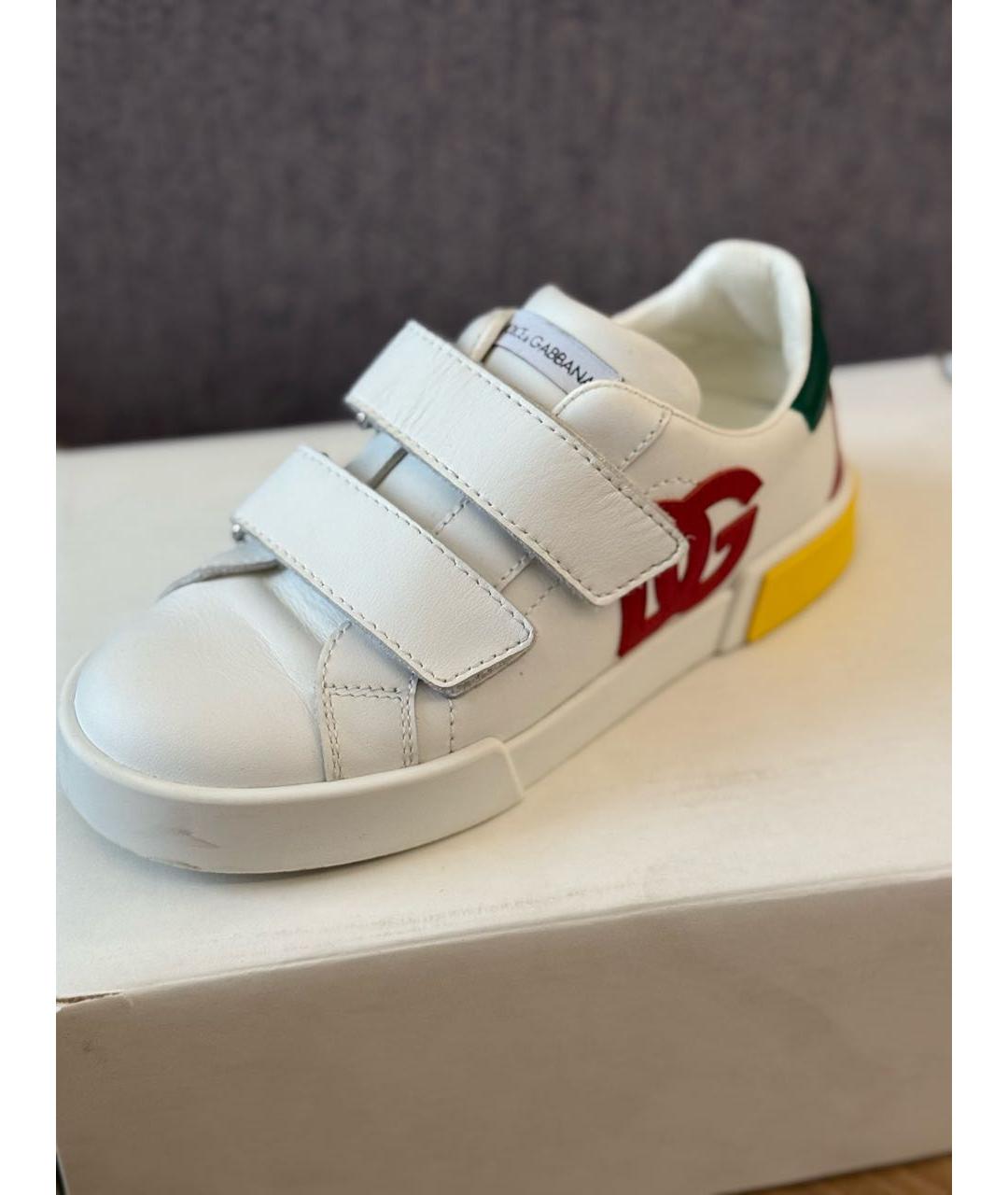 DOLCE & GABBANA KIDS Белые кожаные кеды, фото 2