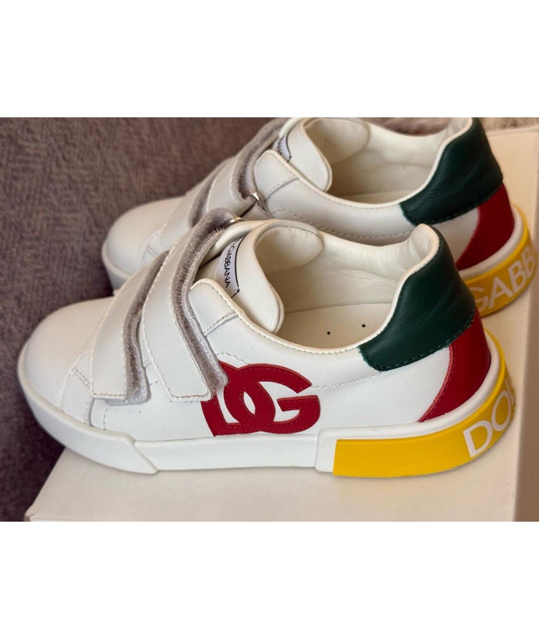 DOLCE & GABBANA KIDS Белые кожаные кеды, фото 5