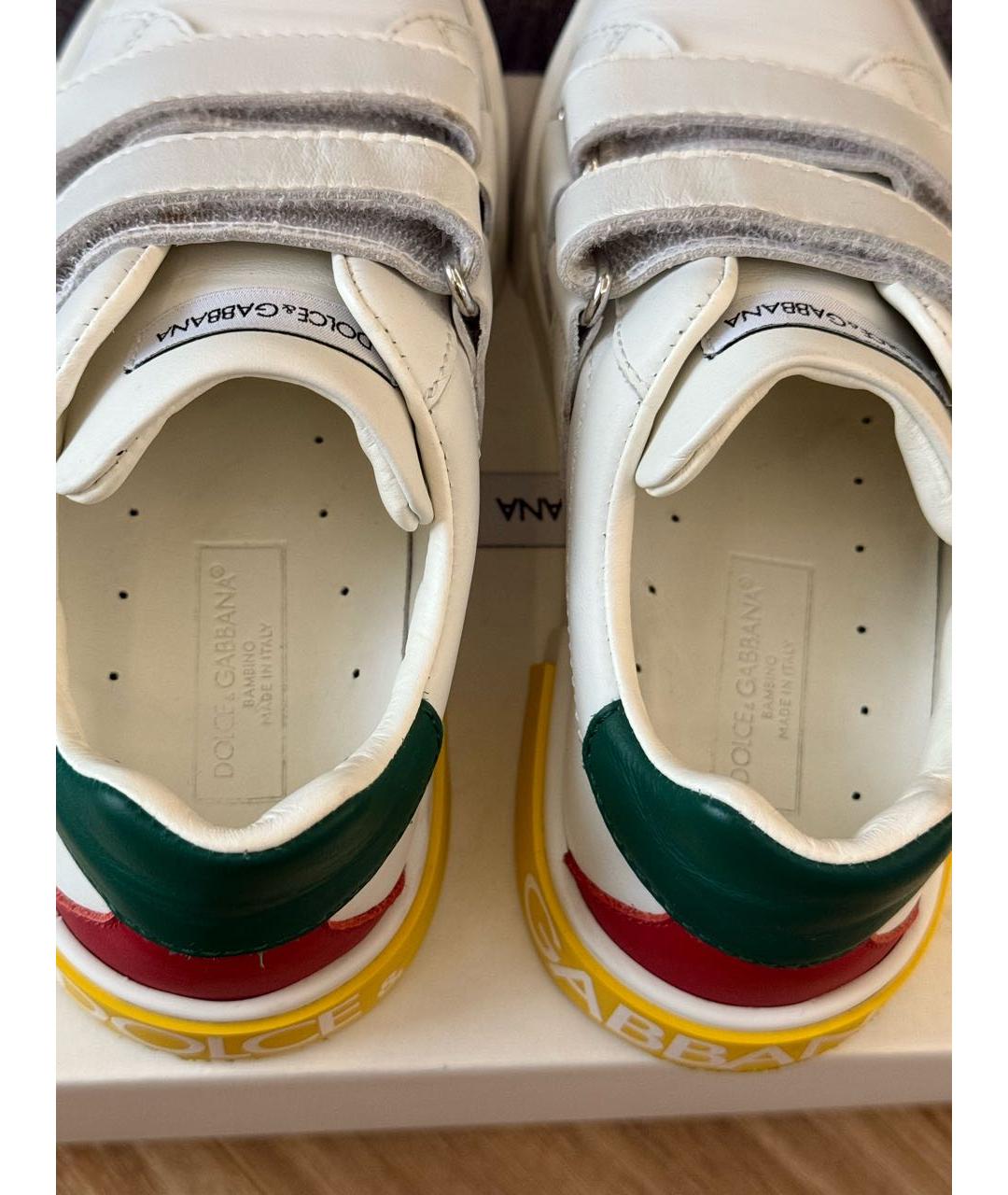 DOLCE & GABBANA KIDS Белые кожаные кеды, фото 3