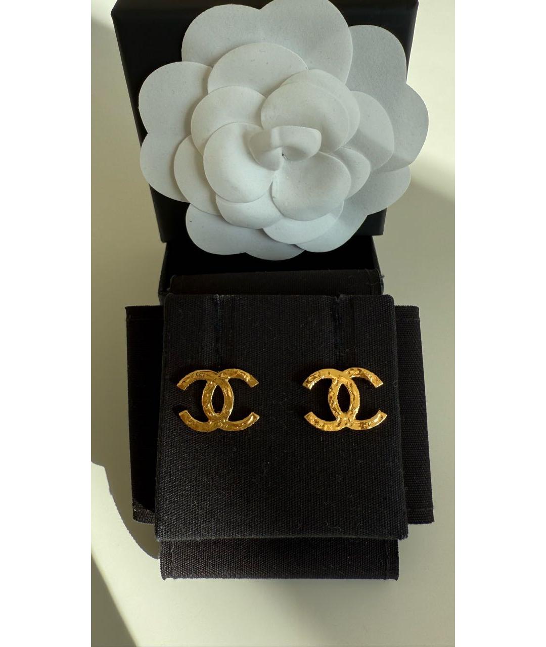 CHANEL Золотые металлические серьги, фото 4