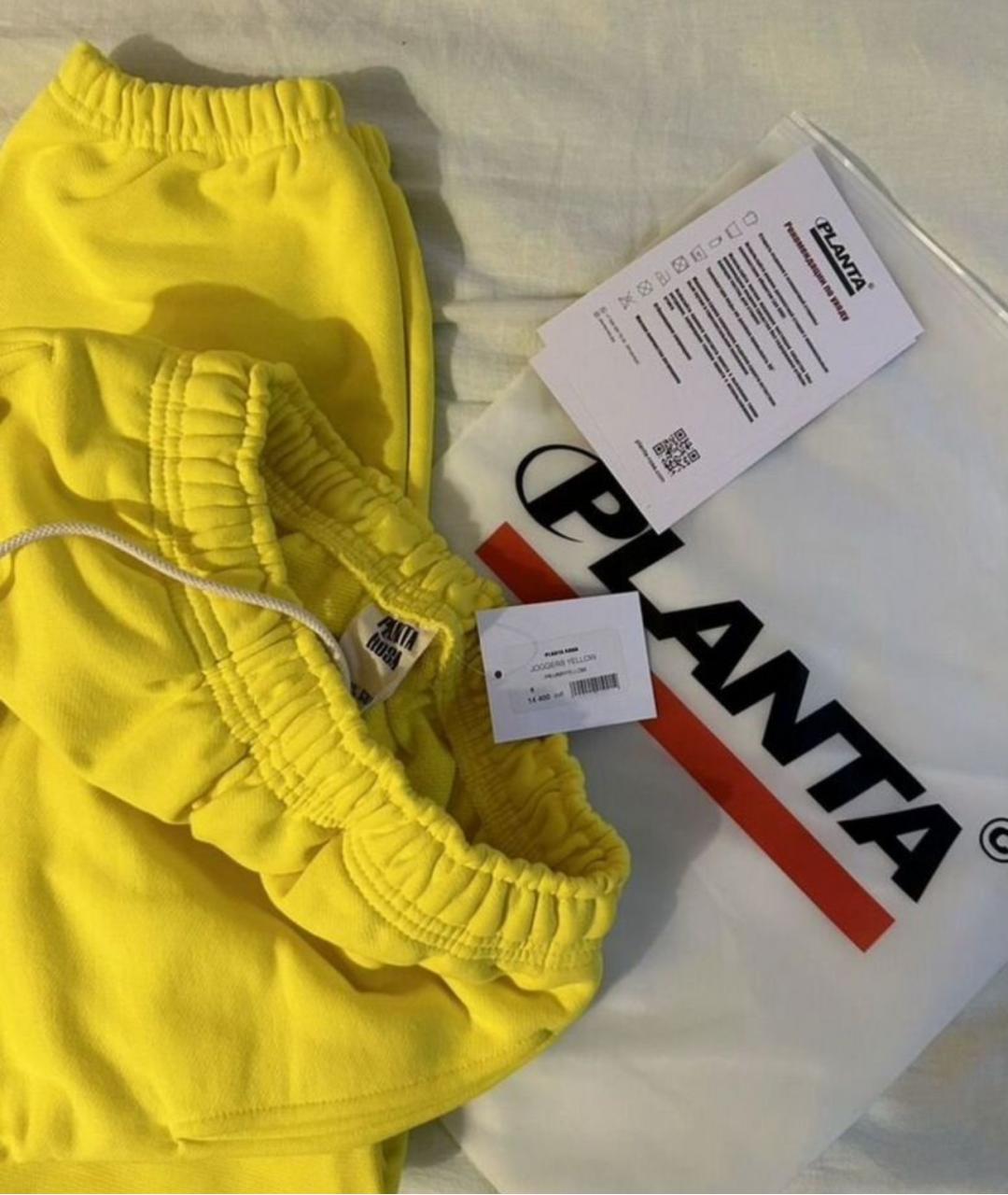 PLANTA ROSA Желтые хлопковые повседневные брюки, фото 3