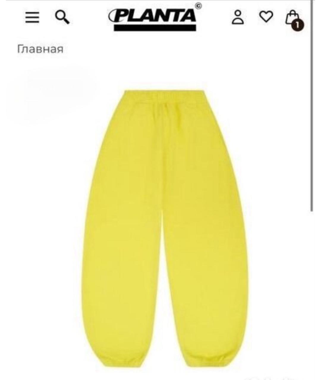 PLANTA ROSA Желтые хлопковые повседневные брюки, фото 4
