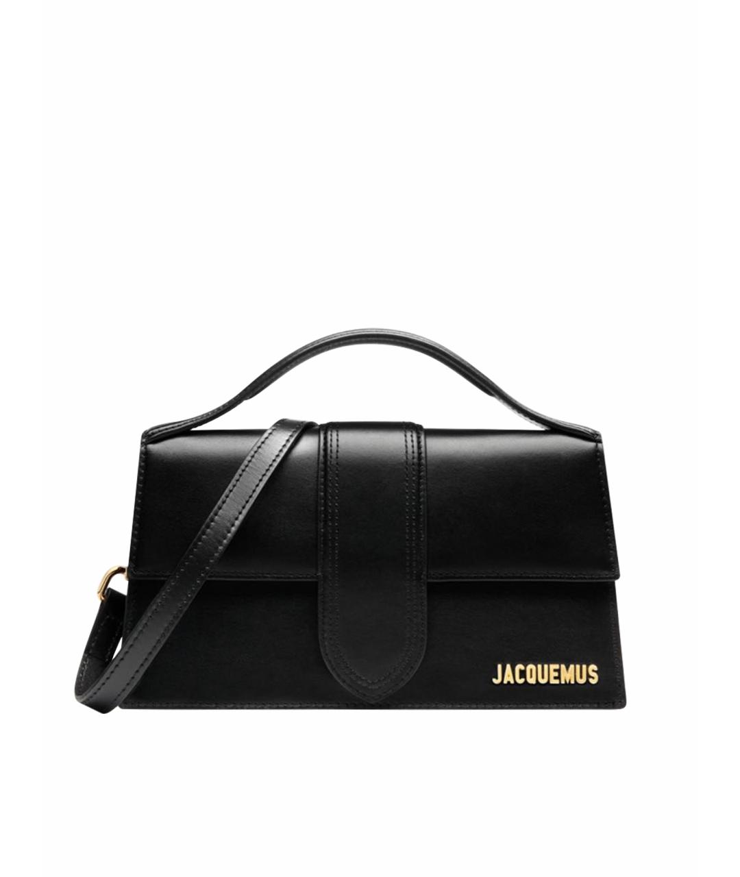 JACQUEMUS Черная кожаная сумка с короткими ручками, фото 1