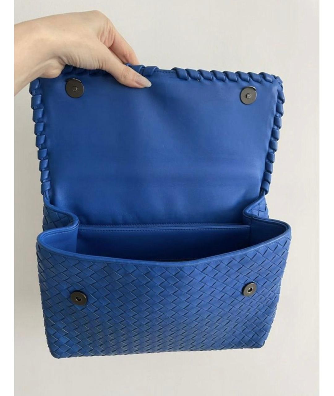 BOTTEGA VENETA Синяя кожаная сумка с короткими ручками, фото 5