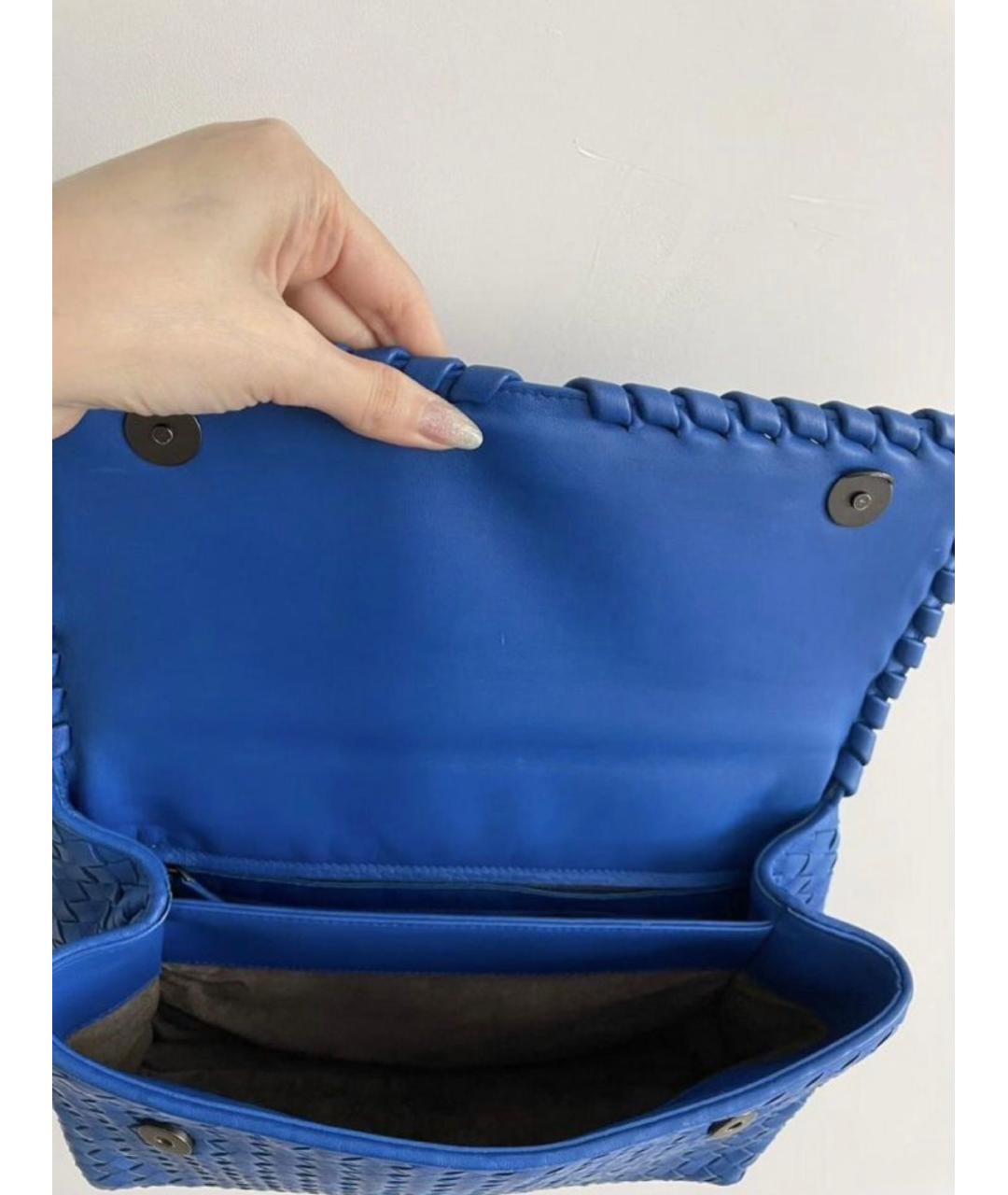 BOTTEGA VENETA Синяя кожаная сумка с короткими ручками, фото 4