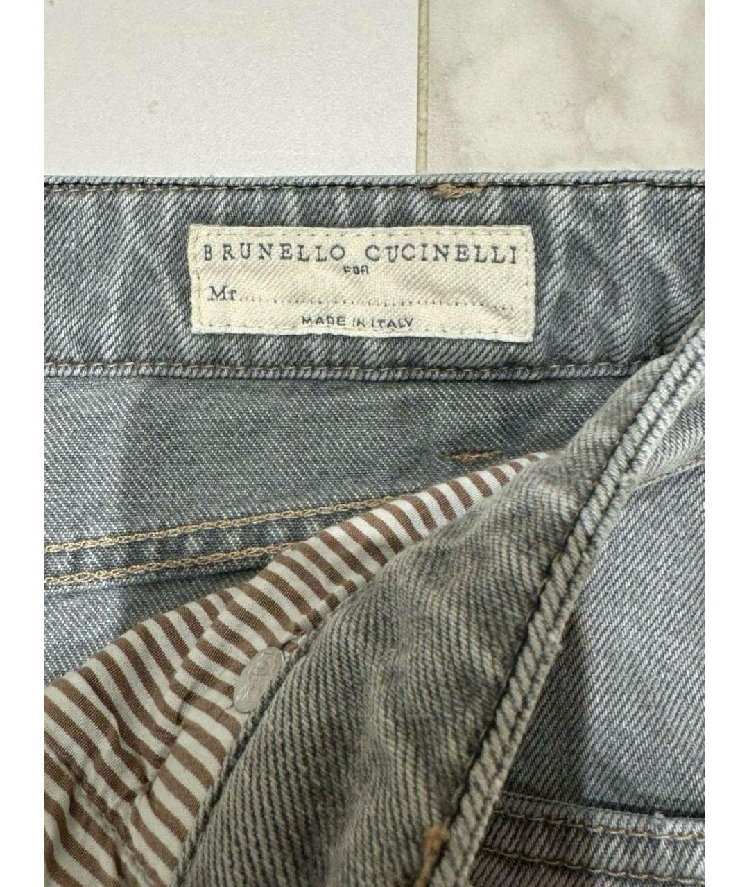 BRUNELLO CUCINELLI Серые хлопковые джинсы, фото 3