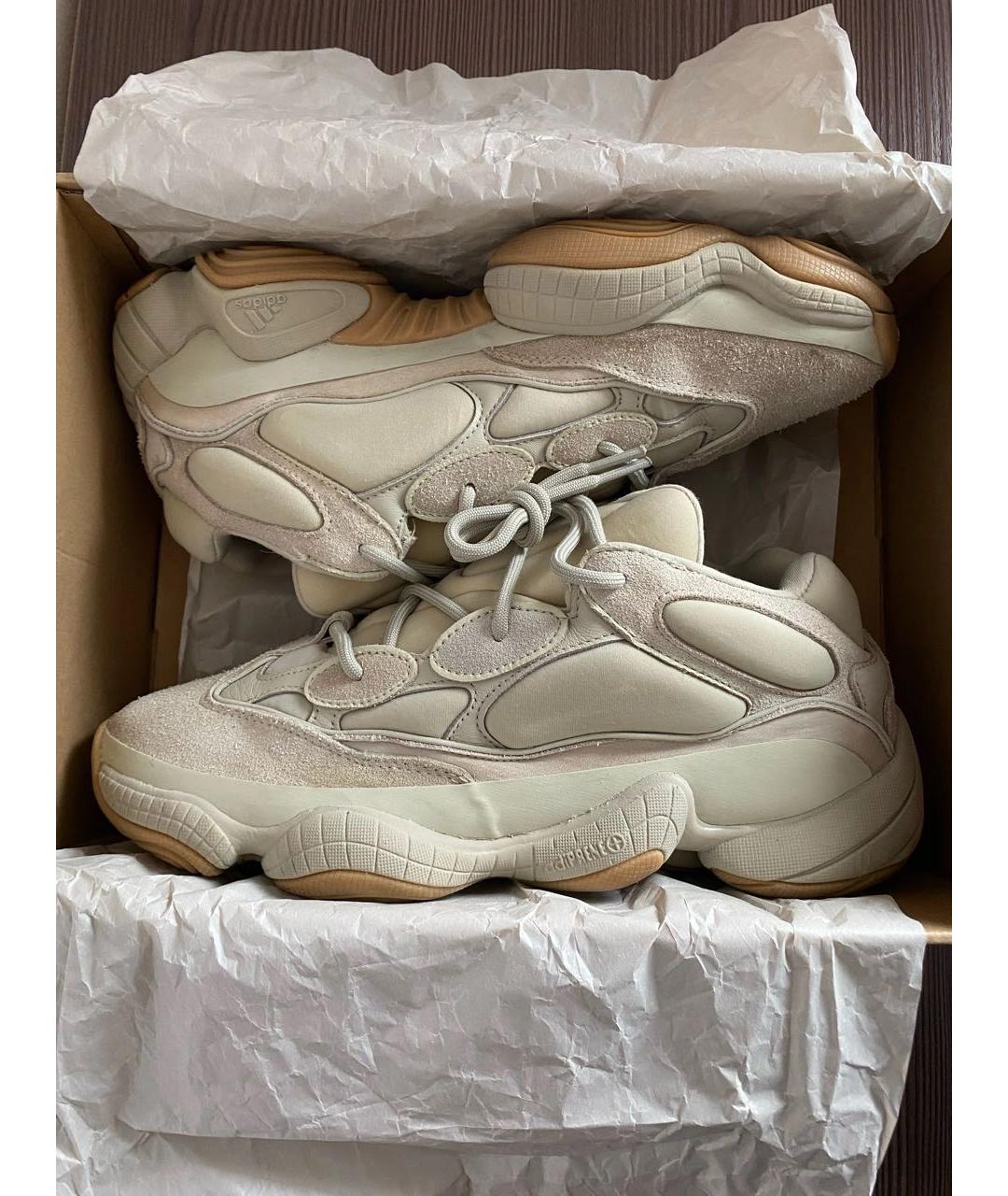 ADIDAS YEEZY Бежевые замшевые низкие кроссовки / кеды, фото 2