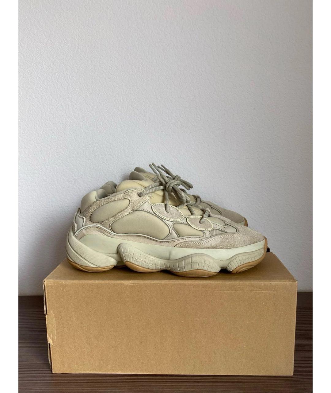 ADIDAS YEEZY Бежевые замшевые низкие кроссовки / кеды, фото 4