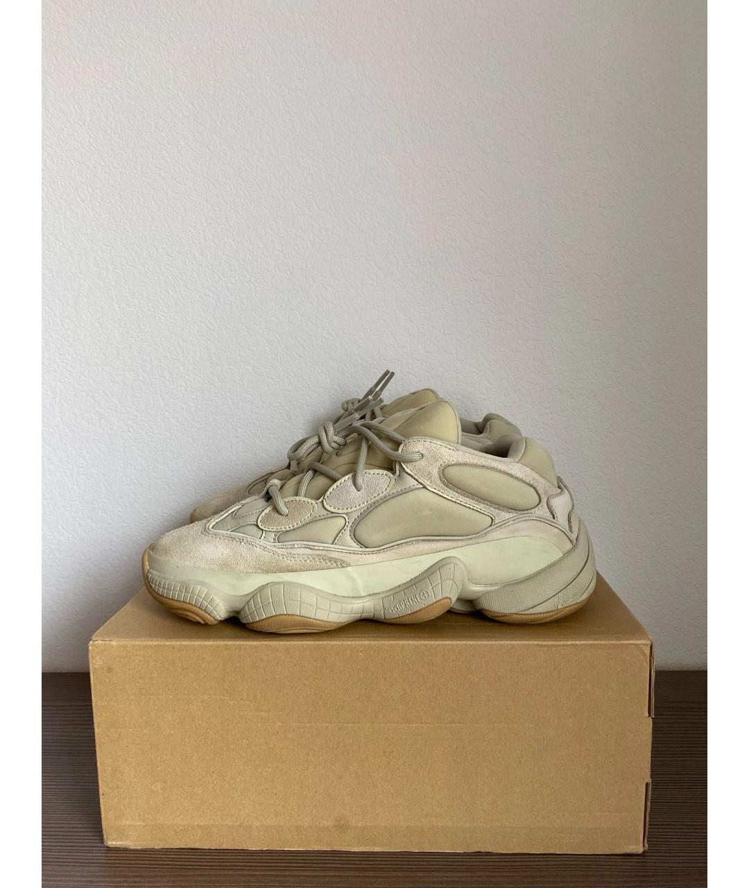 ADIDAS YEEZY Бежевые замшевые низкие кроссовки / кеды, фото 3