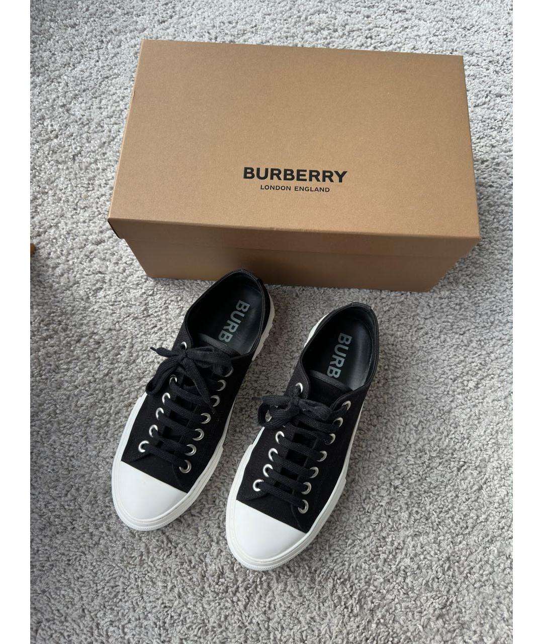 BURBERRY Черные текстильные кеды, фото 2
