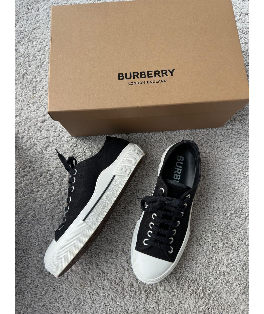 BURBERRY Черные текстильные кеды, фото 3