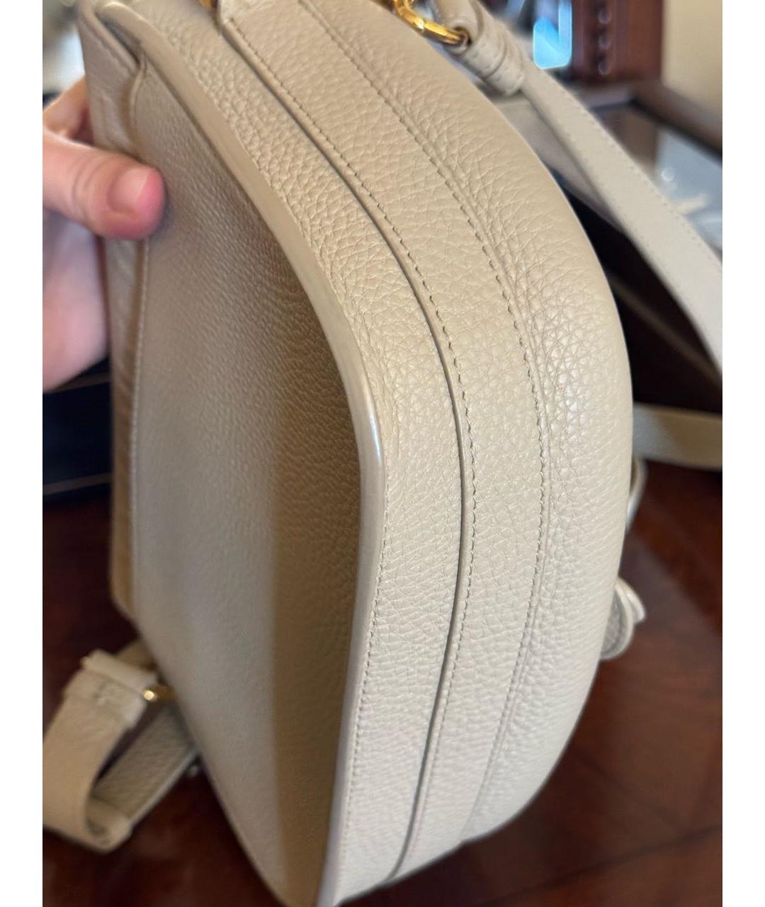 CHRISTIAN DIOR Бежевая кожаная сумка через плечо, фото 3