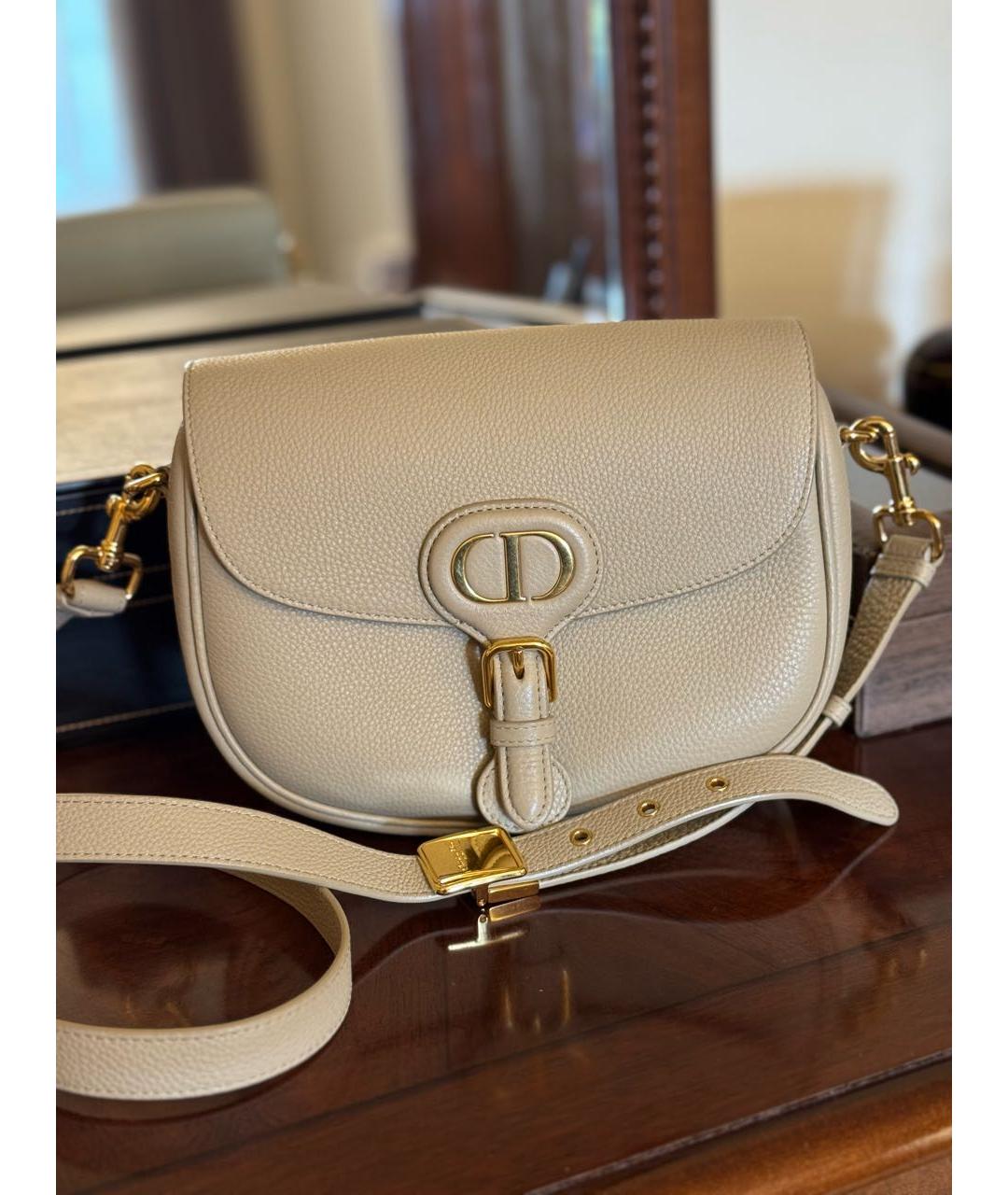 CHRISTIAN DIOR Бежевая кожаная сумка через плечо, фото 6