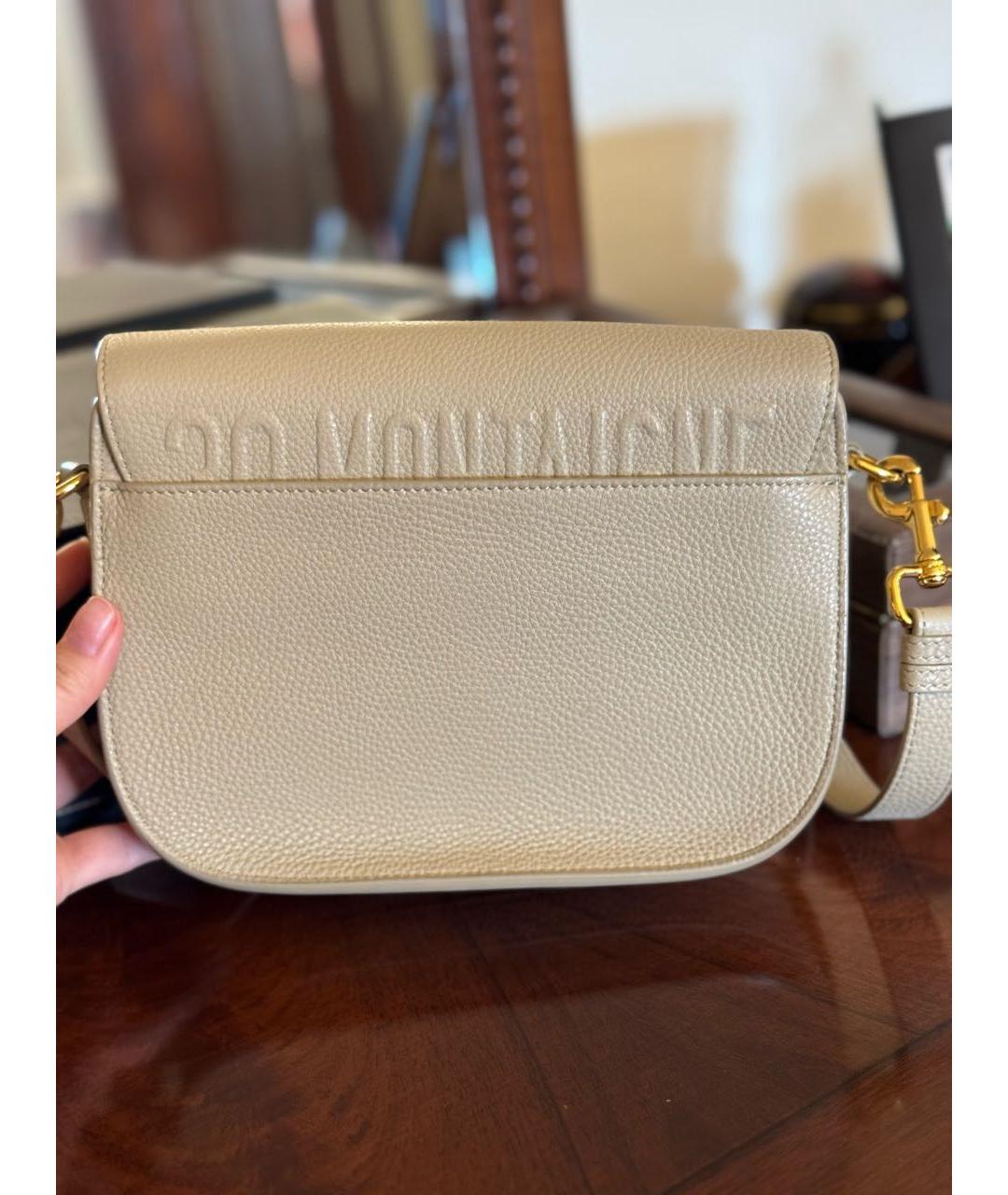 CHRISTIAN DIOR Бежевая кожаная сумка через плечо, фото 2